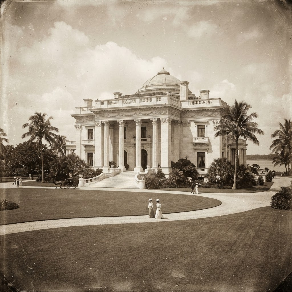Vintage archival view of Whitehall, Henry Flagler's Gilded Age mansion in Palm Beach